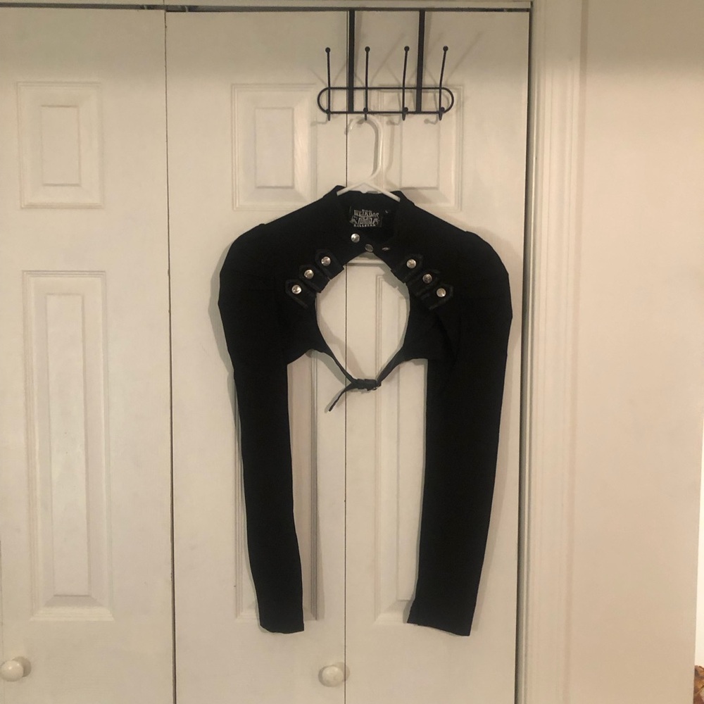 Black Cropped Bolero Shrug with Snap Detail - Unbranded